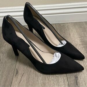 French Connection Scallop Women's Pumps Pointed Toe Heels Black Suede Sz 10 NEW